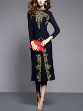 Band Collar  Abstract Print  Blend Bodycon Dress